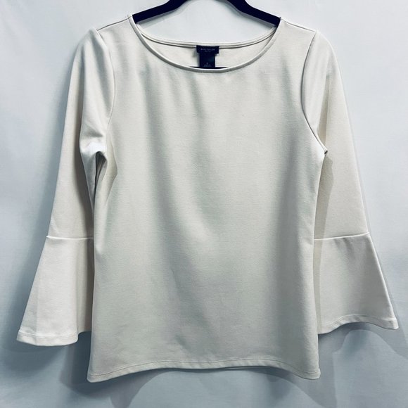 Ann Taylor Factory Cream Blouse with Bell 3/4 Sleeves in Women's Size S - Picture 4 of 4